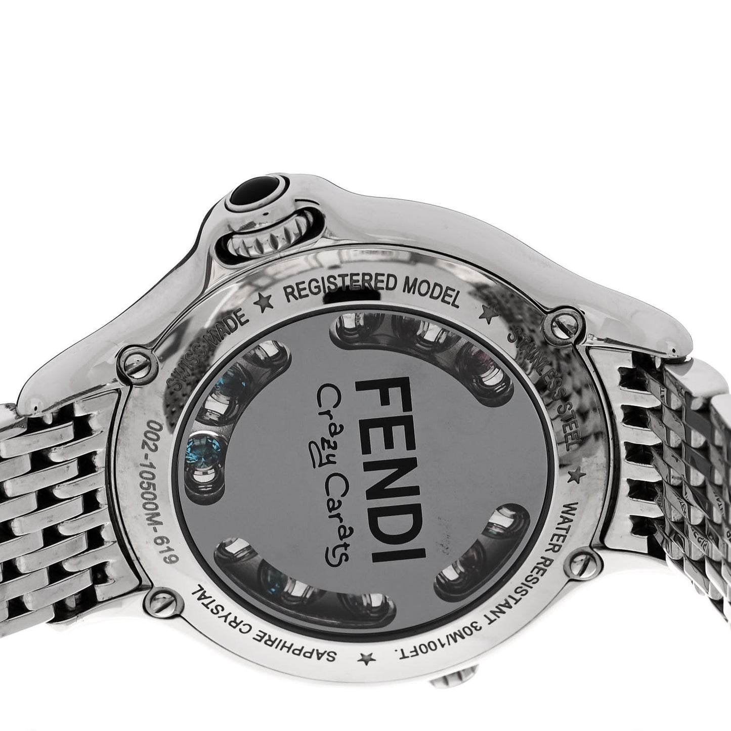 Stainless Steel Diamond Topaz 38mm Crazy Carats Quartz Watch Black
