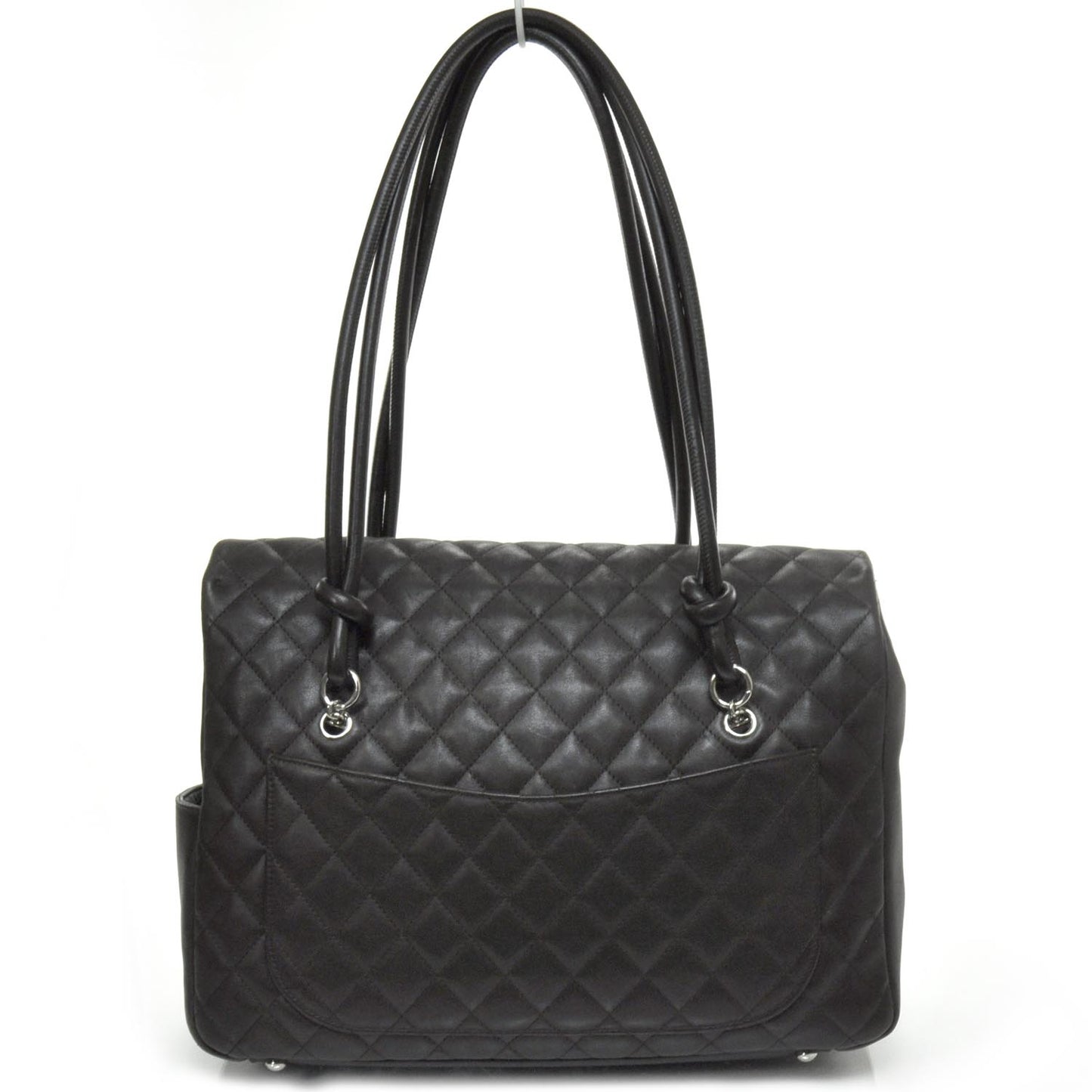 Calfskin Quilted Large Cambon Flap Brown Beige