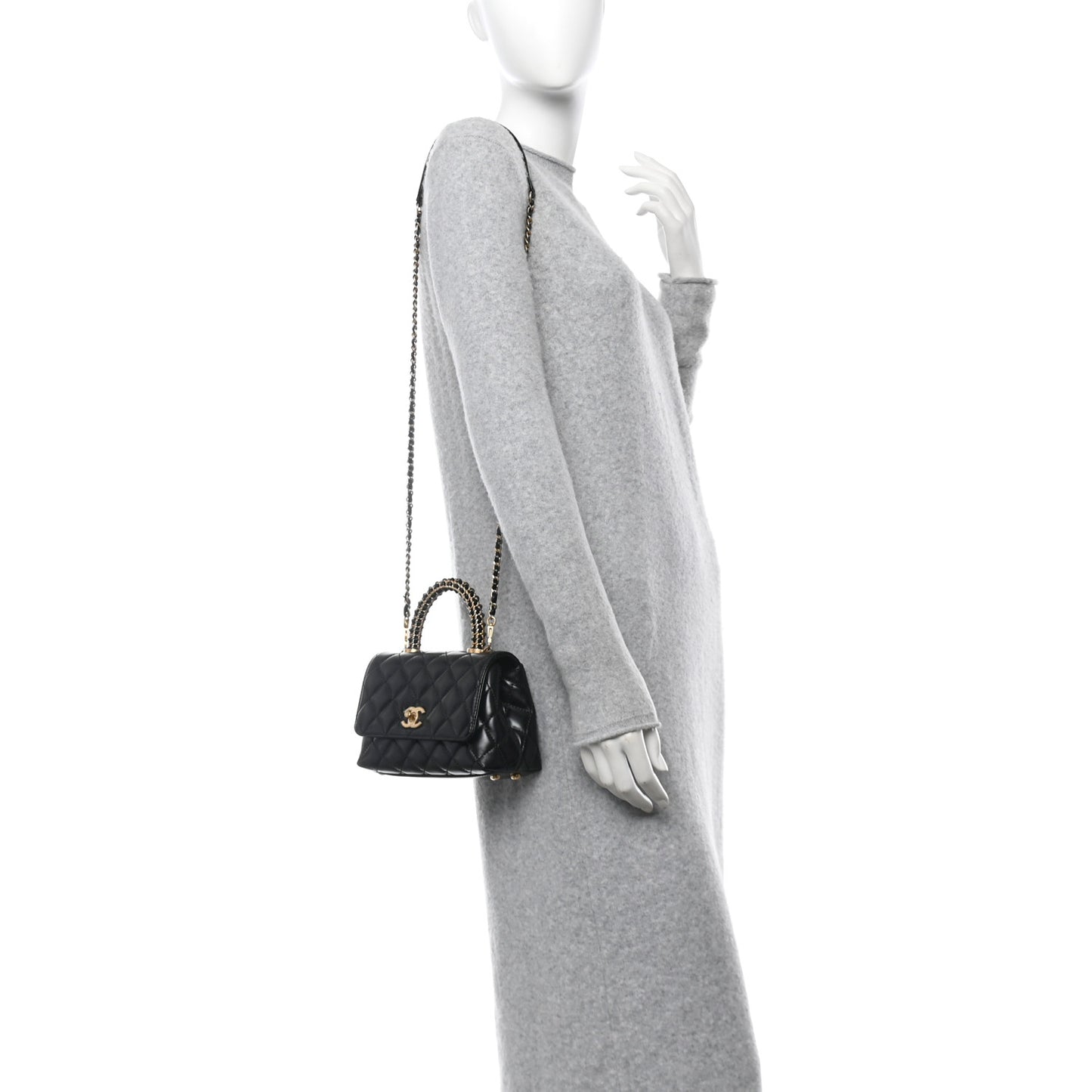 Calfskin Quilted Extra Mini Coco Handle Flap Black