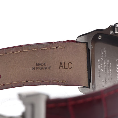 Cartier Stainless Steel Alligator 33mm Santos 100 Automatic Watch Red 6 of 10
