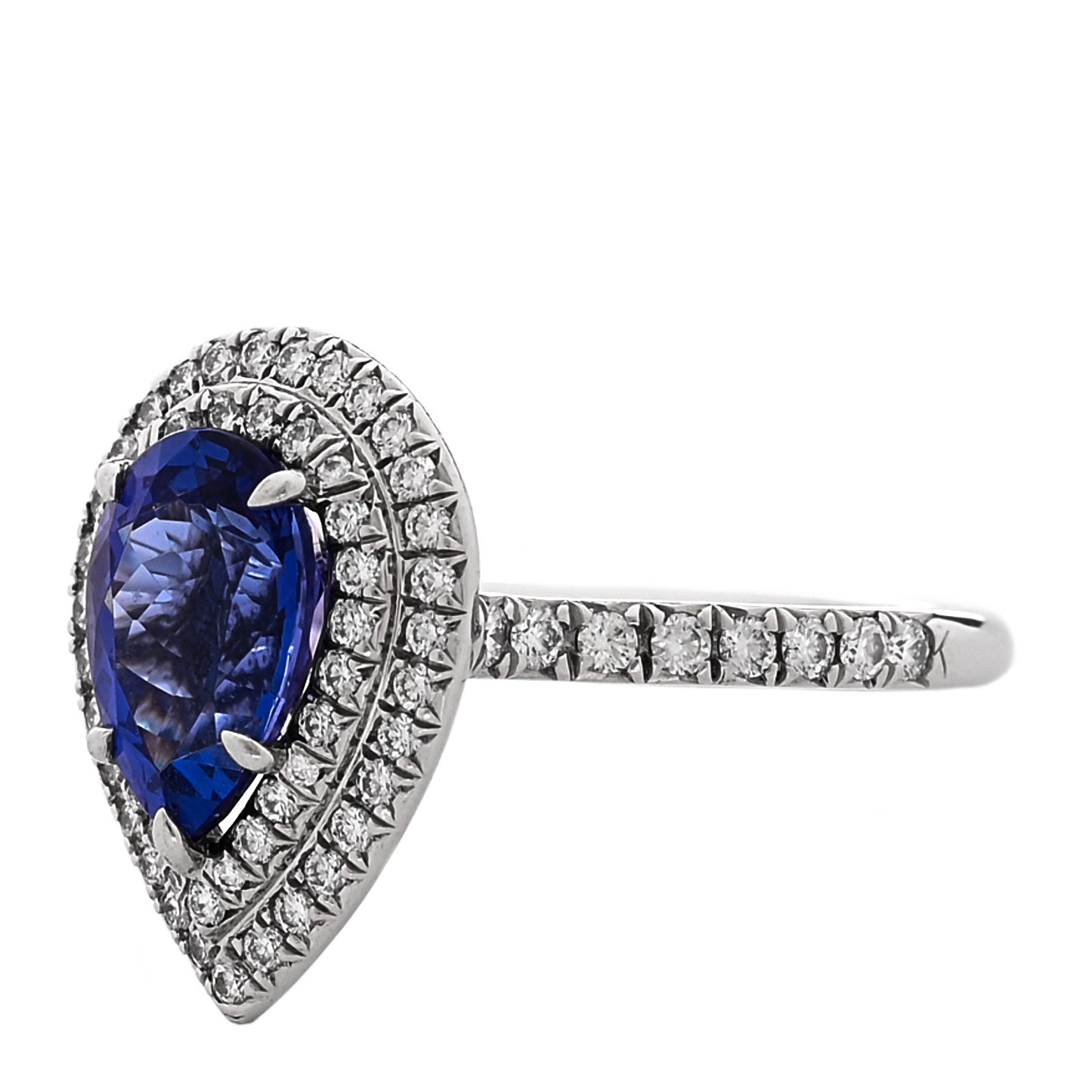 Platinum Diamond Tanzanite Soleste Pear Cut Ring 56 7.75