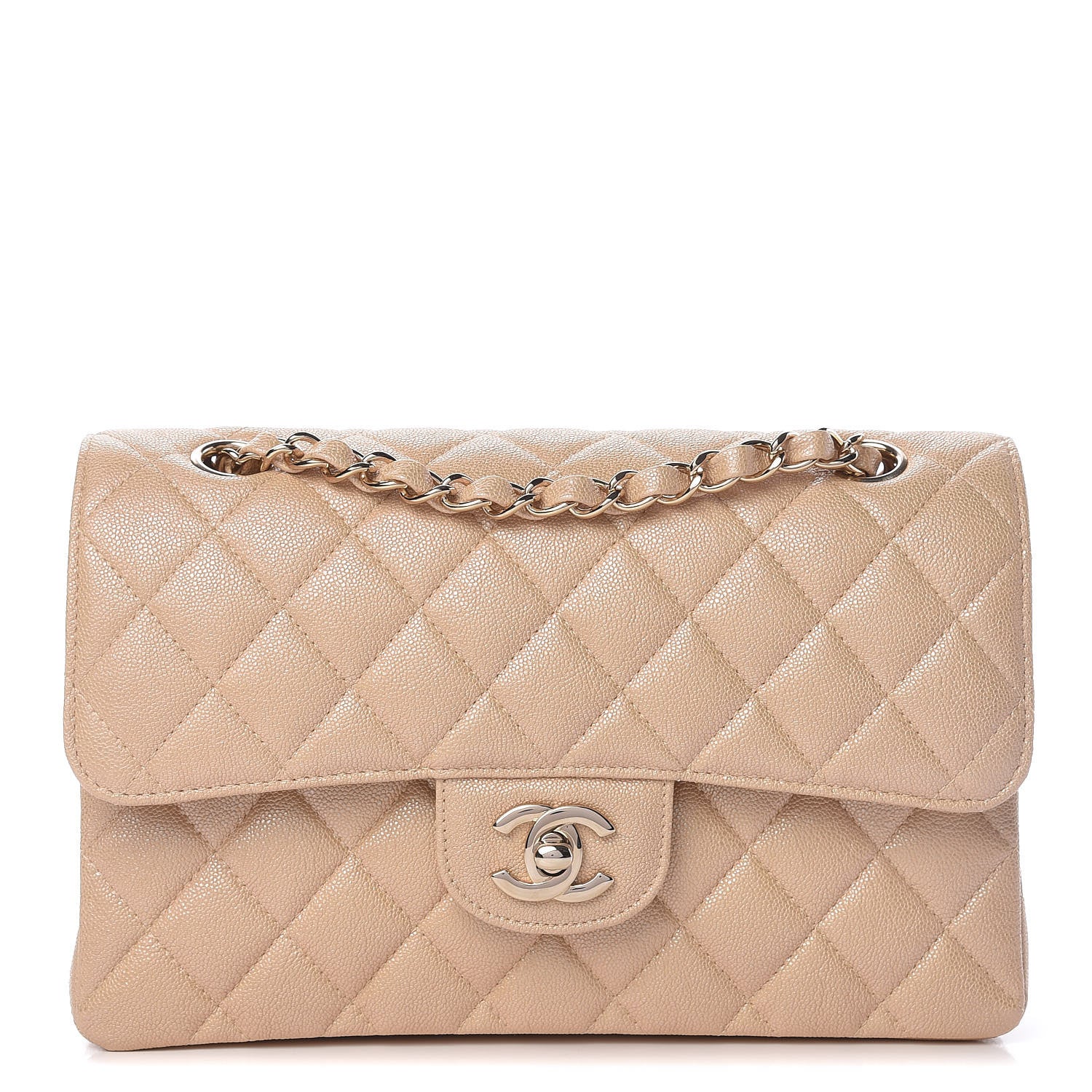 Chanel Iridescent Caviar Quilted Small Double Flap Beige 1 of 13