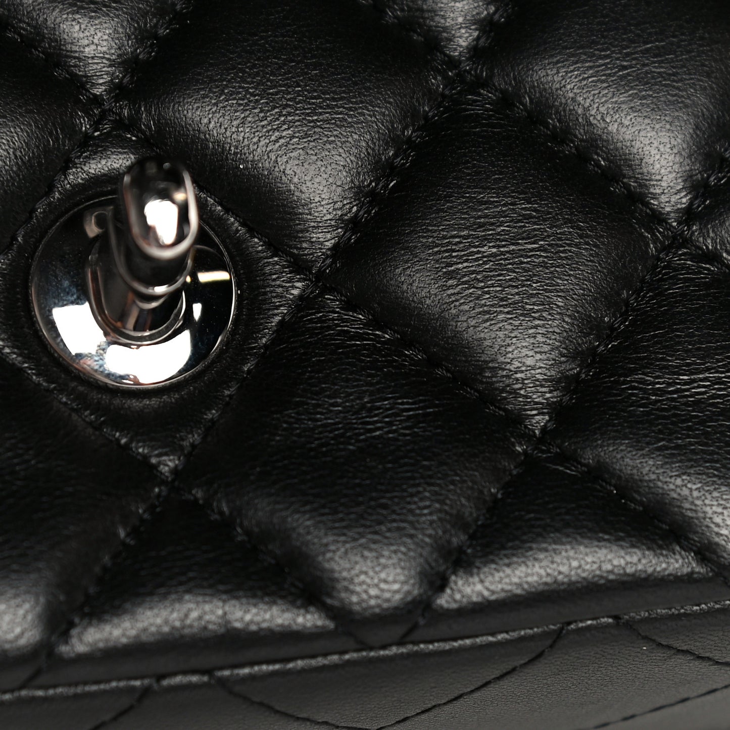 Lambskin Quilted Mini Rectangular Flap Black