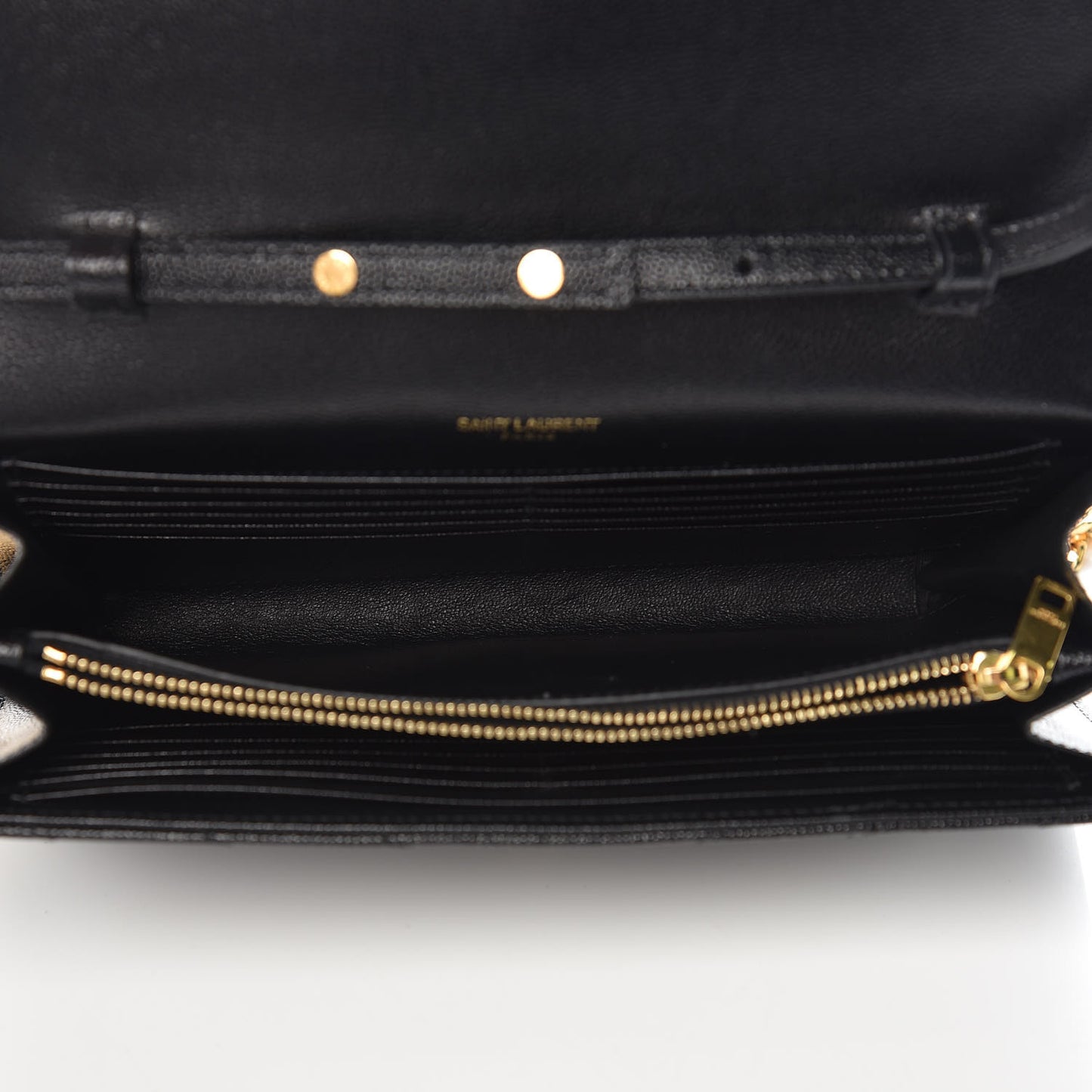Grain De Poudre Matelasse Chevron Monogram Chain Wallet Black