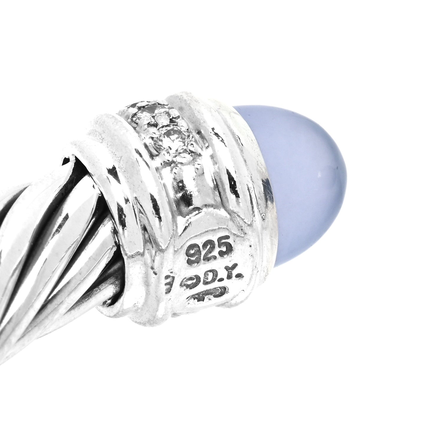 Sterling Silver Diamond Chalcedony 7mm Cable Classics Bracelet