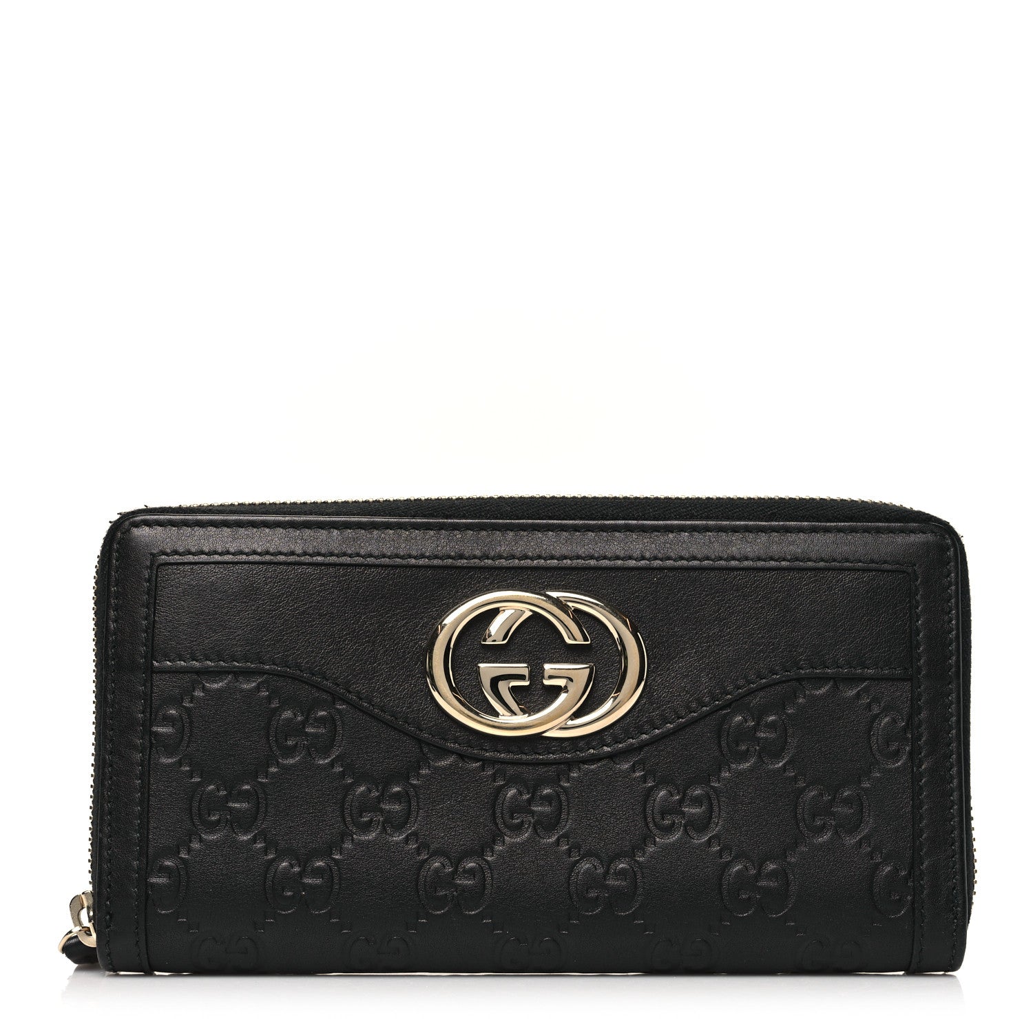 Gucci Guccissima Signature Sukey Zip Around Wallet Black 1 of 8