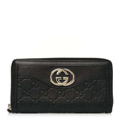 Gucci Guccissima Signature Sukey Zip Around Wallet Black 1 of 8