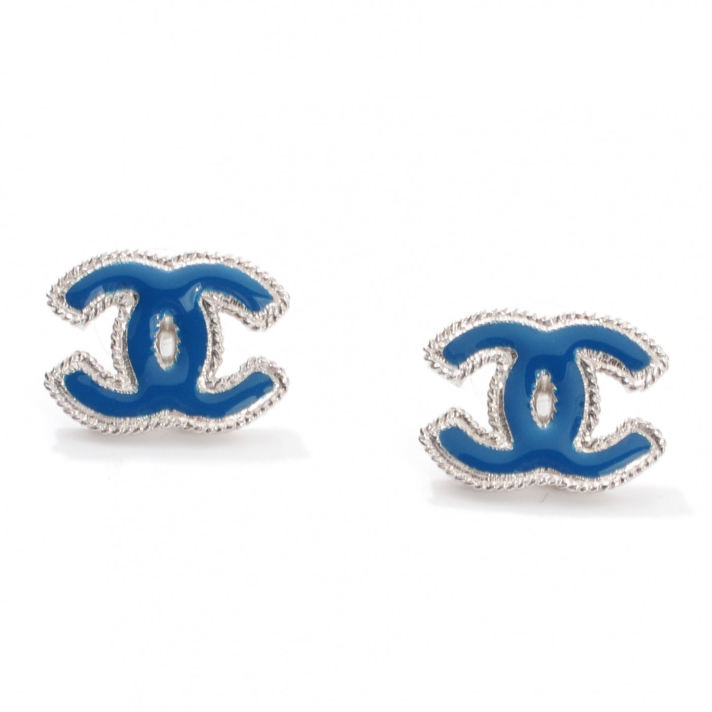 Enamel CC Earrings Blue