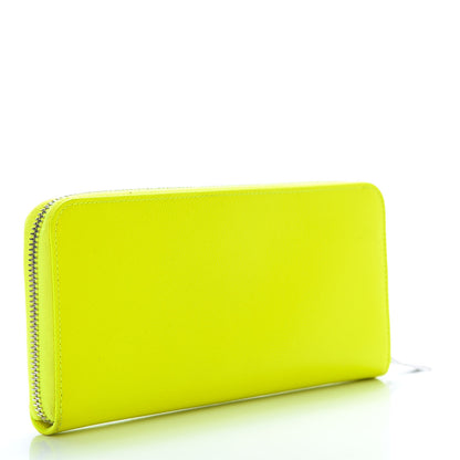 Saint Laurent Grain De Poudre Classic Zip Around Wallet Neon Yellow 3 of 9
