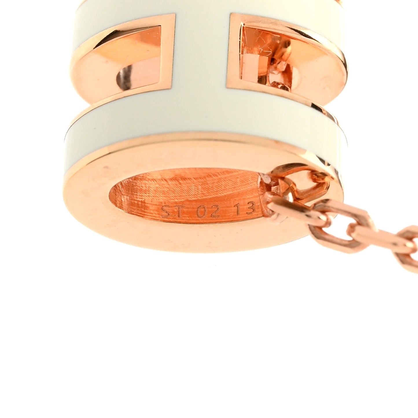 Lacquered Rose Gold Mini Pop H Pendant Necklace White