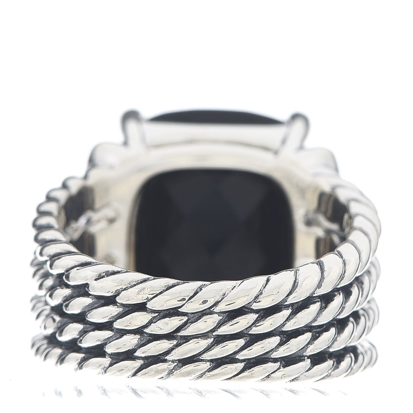 Sterling Silver Diamond Black Onyx 16mm Wheaton Ring 52 6