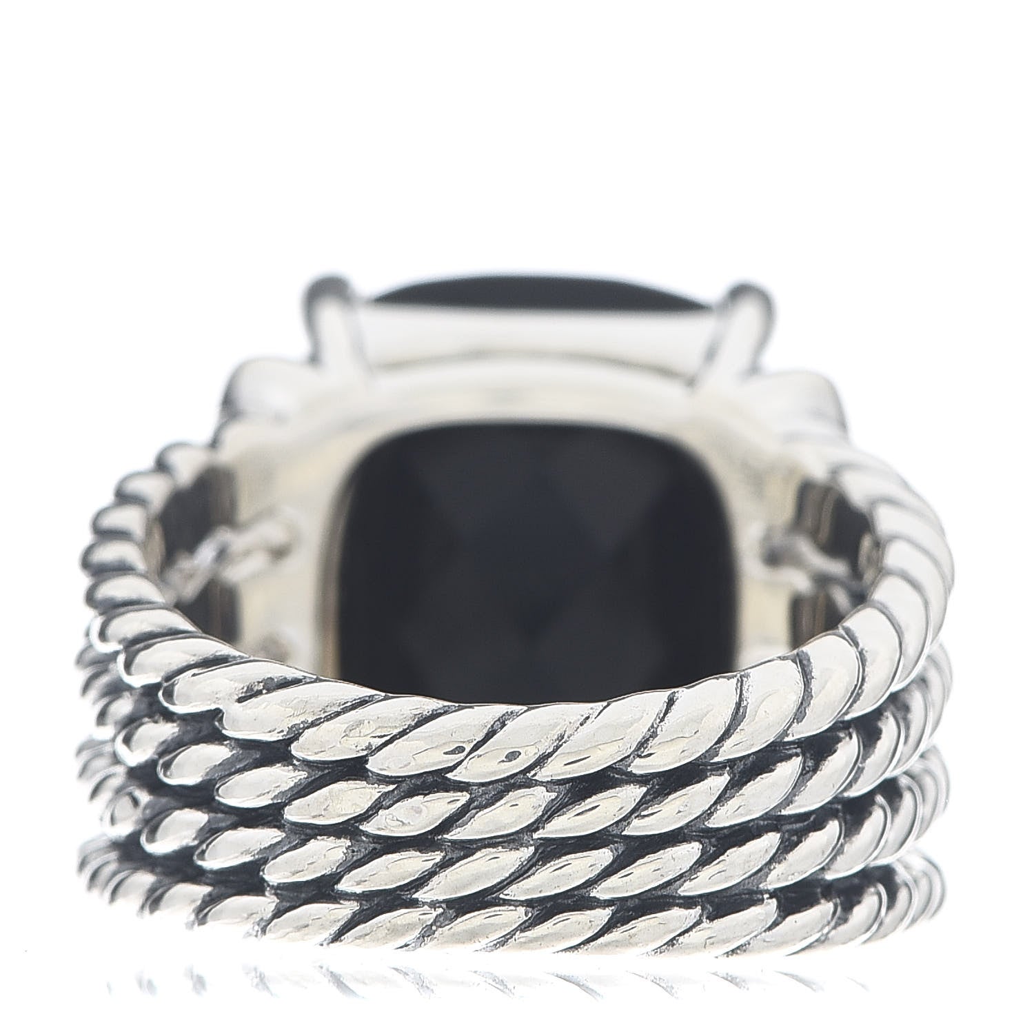 David Yurman Sterling Silver Diamond Black Onyx 16mm Wheaton Ring 52 6 4 of 5