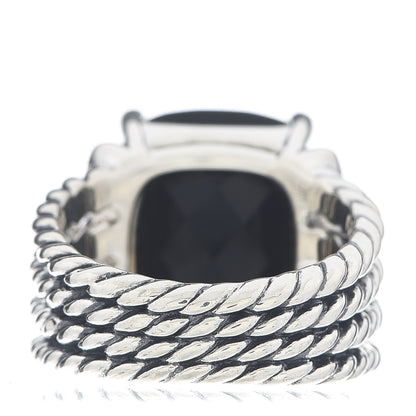 David Yurman Sterling Silver Diamond Black Onyx 16mm Wheaton Ring 52 6 4 of 5