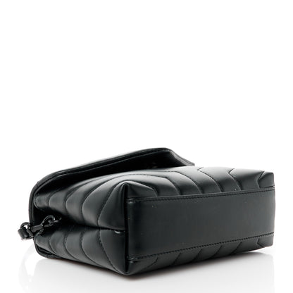 Saint Laurent Calfskin Y Quilted Monogram Monochrome Toy Loulou Crossbody Bag Black 4 of 12