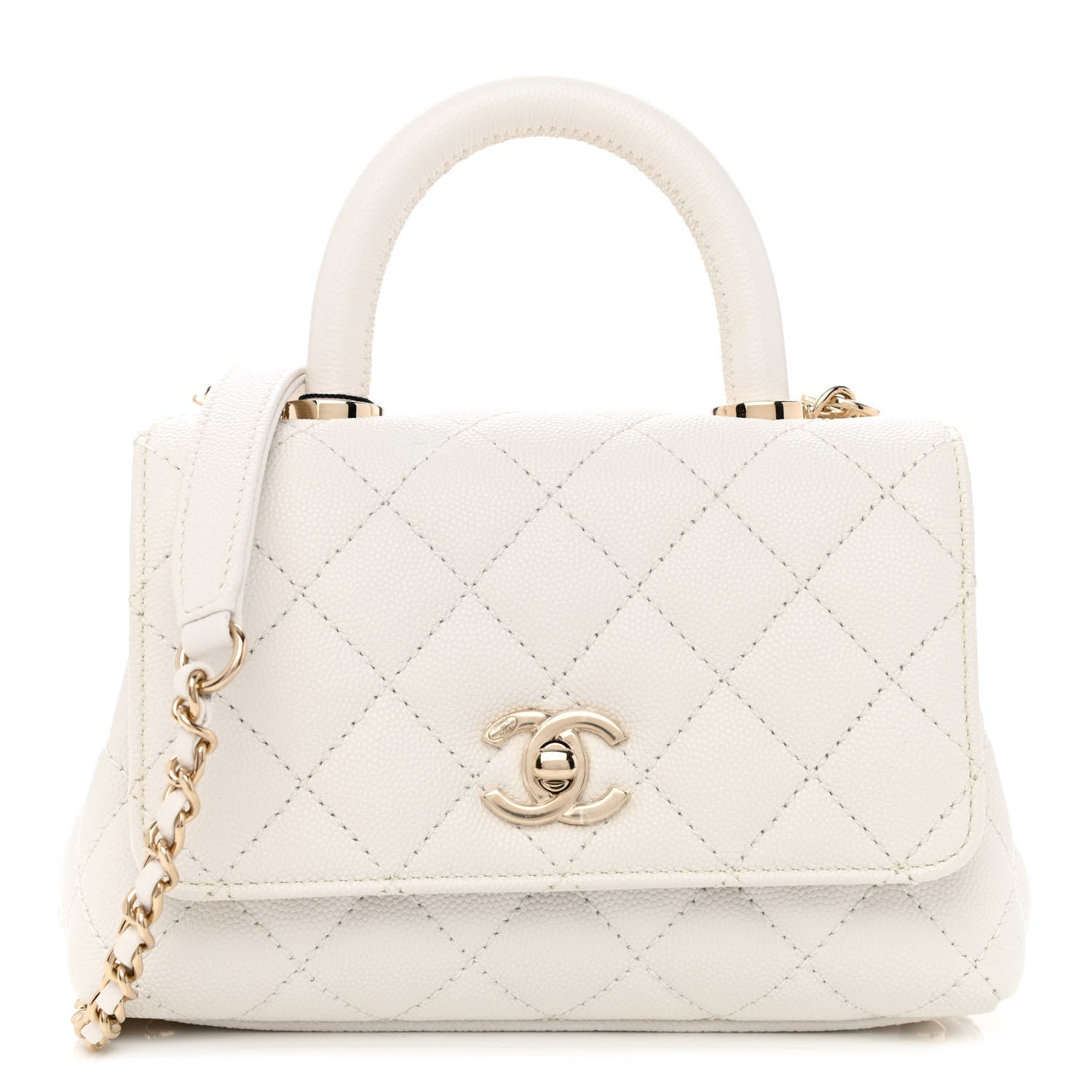 Chanel Caviar Quilted Extra Mini Coco Handle Flap White 1 of 14