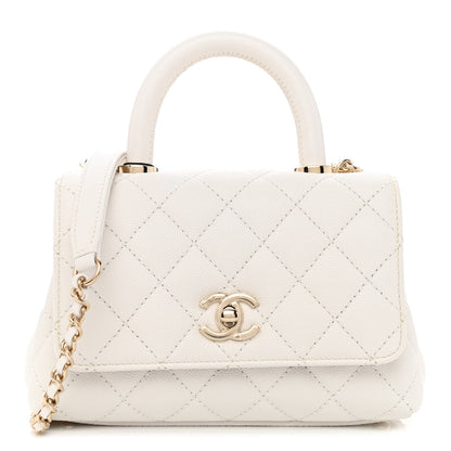 Chanel Caviar Quilted Extra Mini Coco Handle Flap White 1 of 14