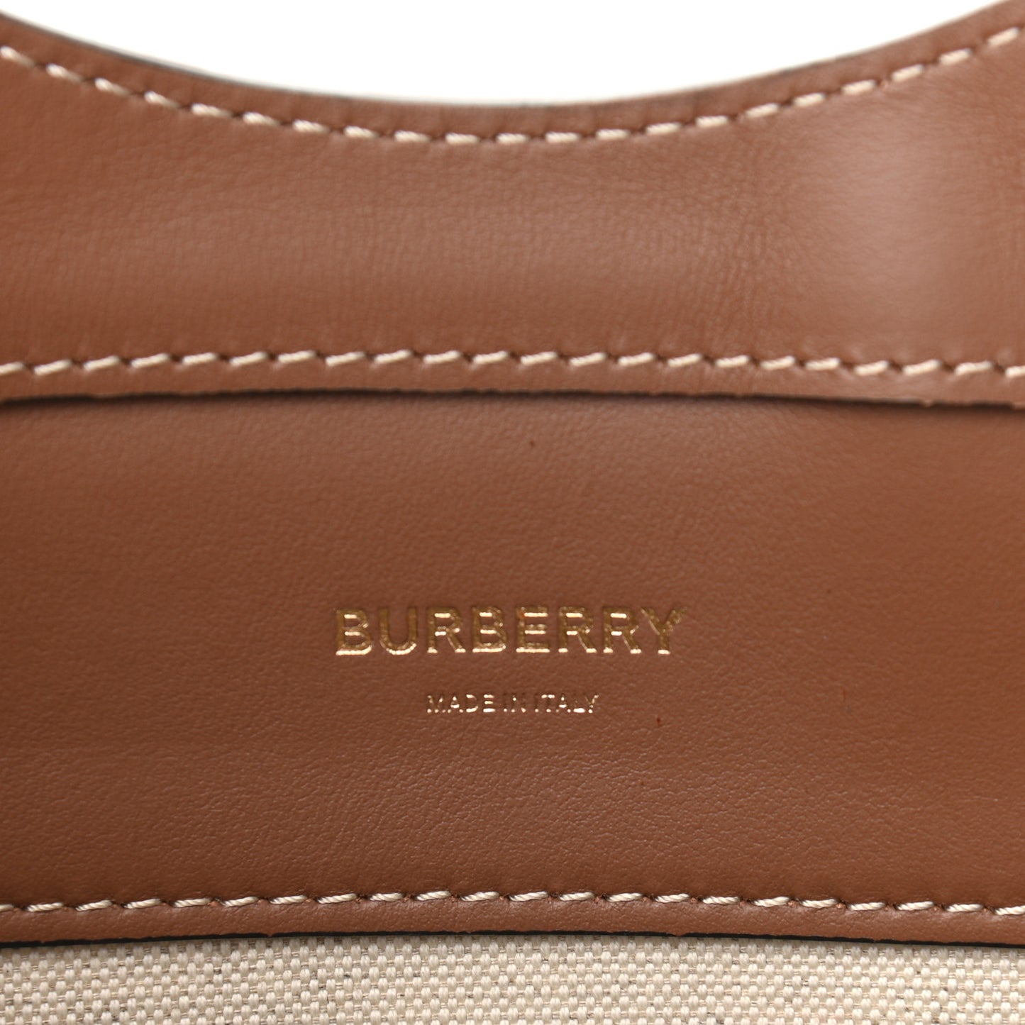 Canvas Smooth Calfskin Two Tone Medium Pocket Bag Natural Malt Brown