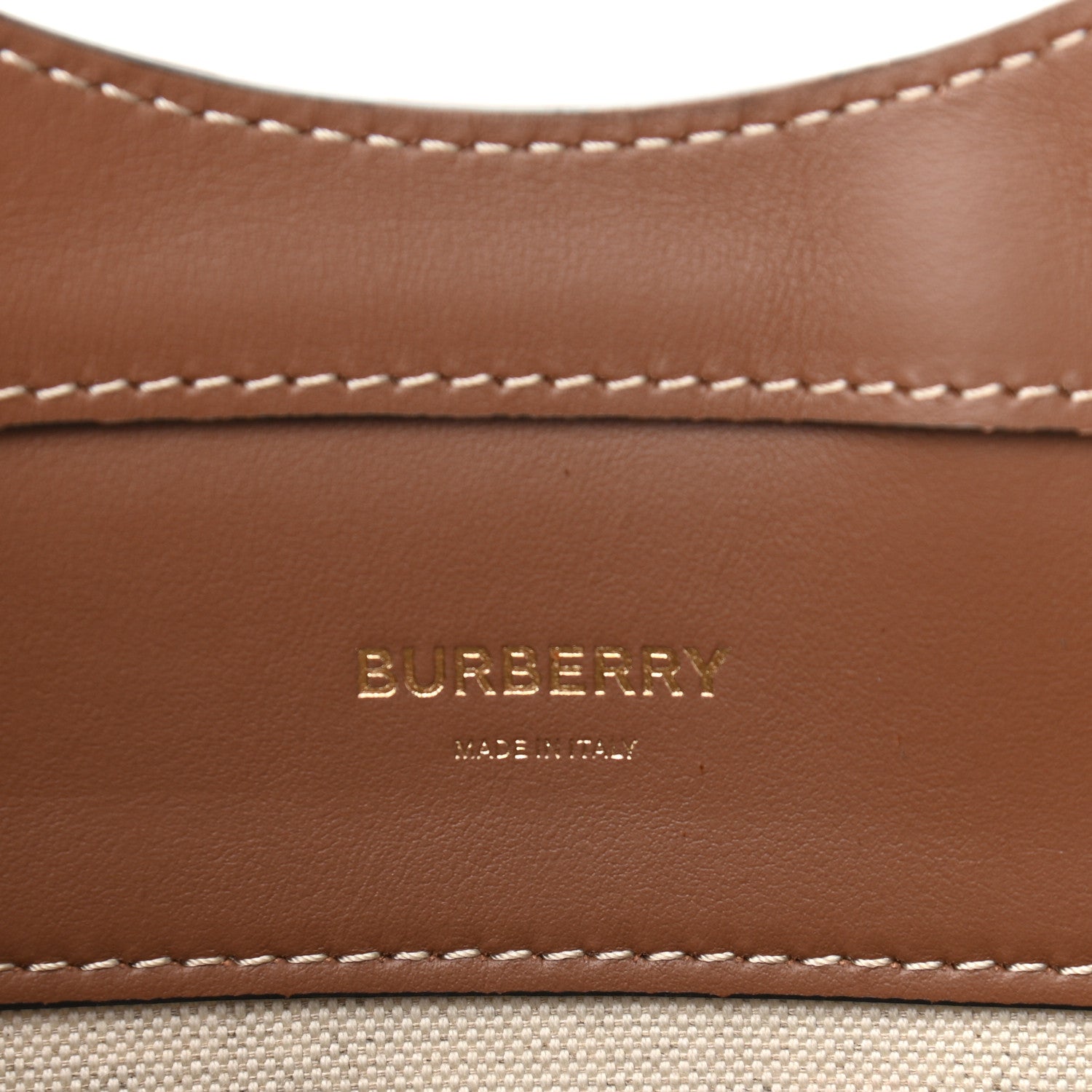 Burberry Canvas Smooth Calfskin Two Tone Medium Pocket Bag Natural Malt Brown 6 of 9