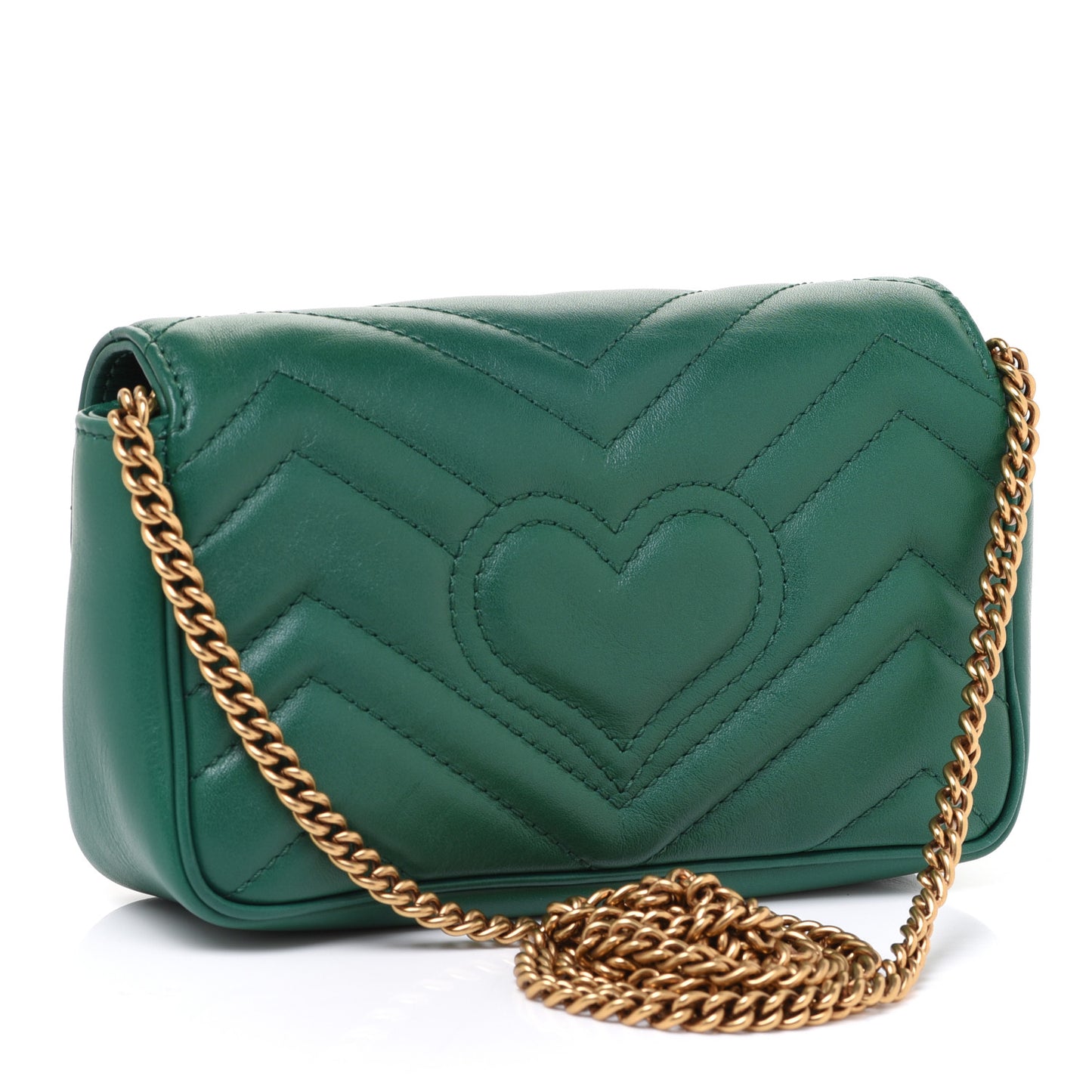 Calfskin Matelasse Super Mini GG Marmont Shoulder Bag Emerald Green