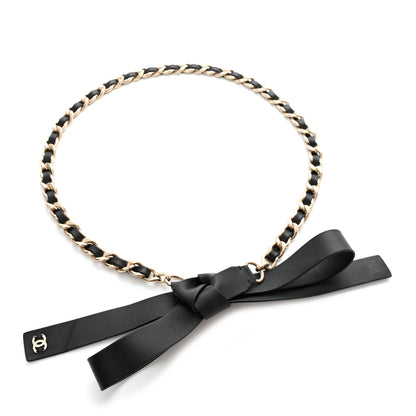 Chanel Lambskin Chain CC Bow Belt S Black Gold 1 of 4