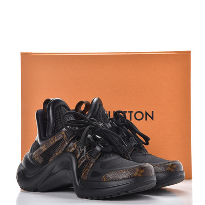 Louis Vuitton Calfskin Patent Monogram LV Archlight Sneakers 37.5 Black 9 of 9