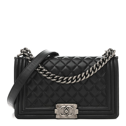 Chanel Lambskin Quilted Medium Boy Flap Black 1 of 13