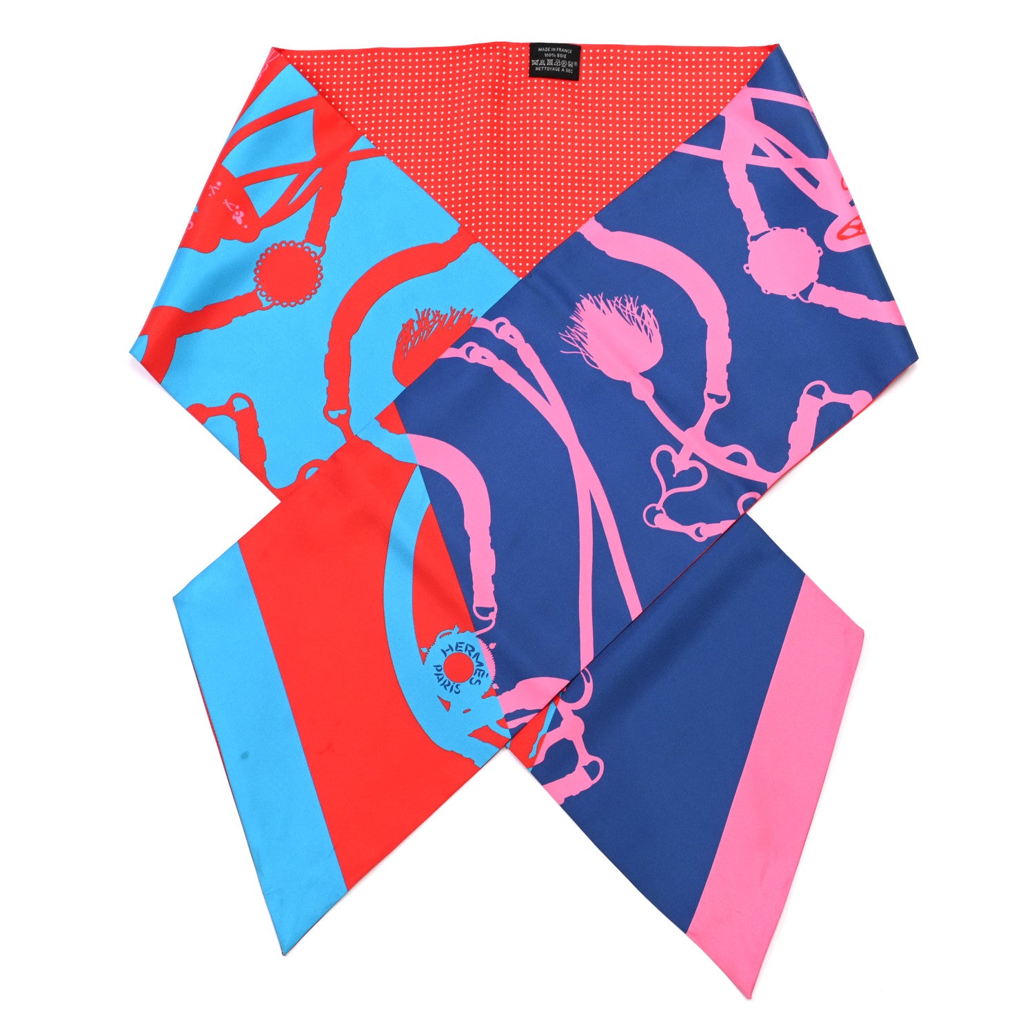 Hermes Silk Festival des Amazones Maxi Twilly Quetsche Bleu Rouge Rose Vif 1 of 5