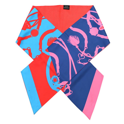 Hermes Silk Festival des Amazones Maxi Twilly Quetsche Bleu Rouge Rose Vif 1 of 5