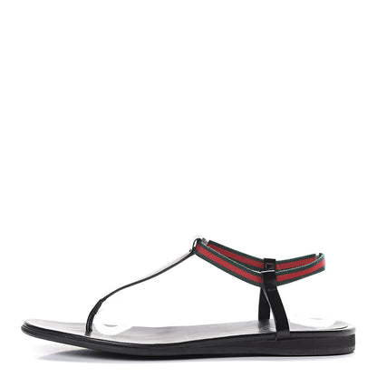 Gucci Calfskin Web Thong Sandals 39 Black 1 of 11