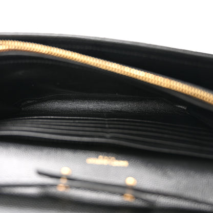 Saint Laurent Grain De Poudre Mixed Matelasse Triquilt Monogram Chain Wallet Black 5 of 11