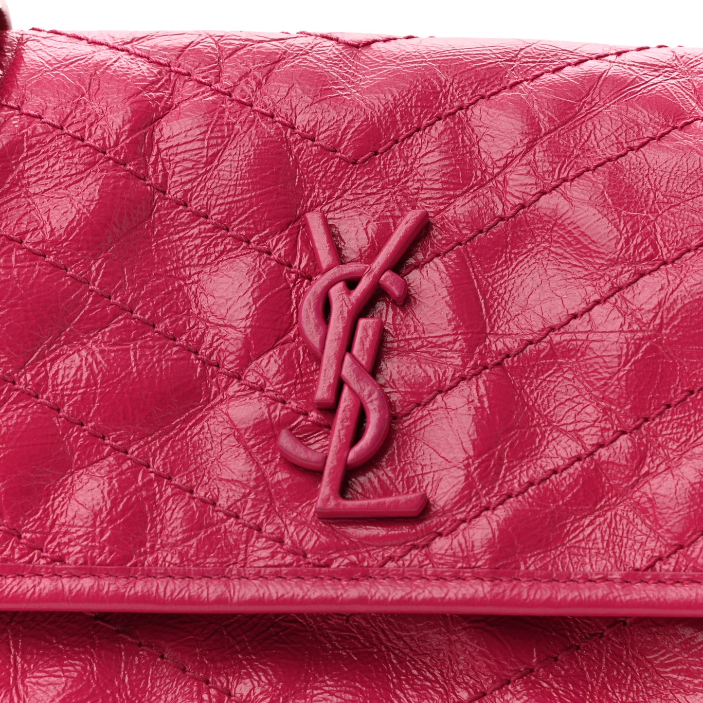 Crinkled Calfskin Matelasse Monogram Baby Niki Chain Satchel Freesia