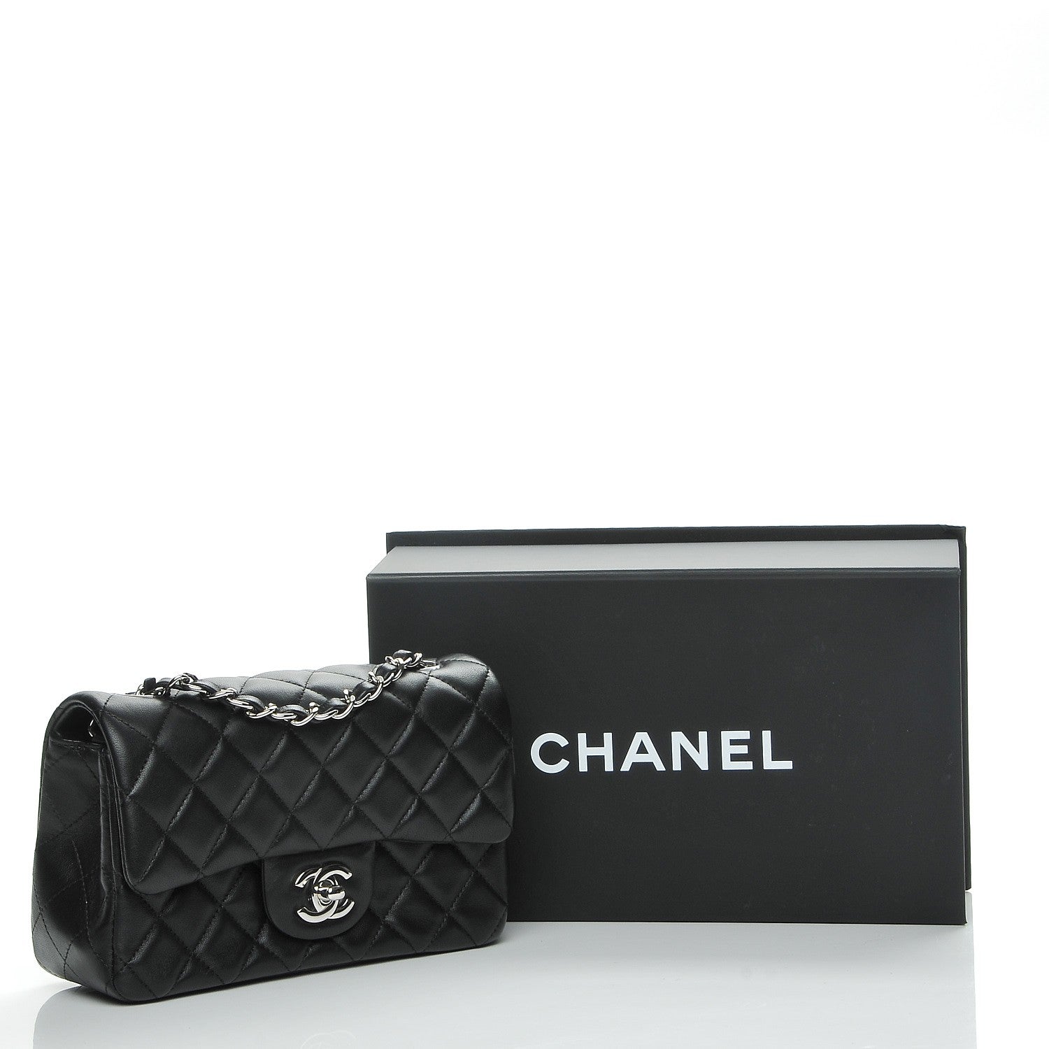 Chanel Lambskin Quilted Mini Rectangular Flap Black 8 of 8