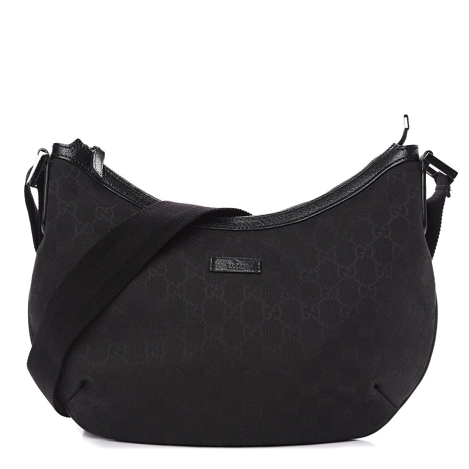 Gucci Monogram Medium Half Moon Hobo Black 1 of 12