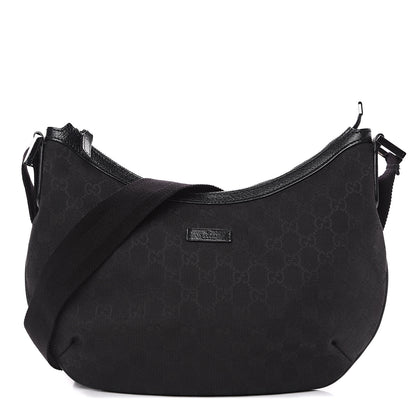 Gucci Monogram Medium Half Moon Hobo Black 1 of 12
