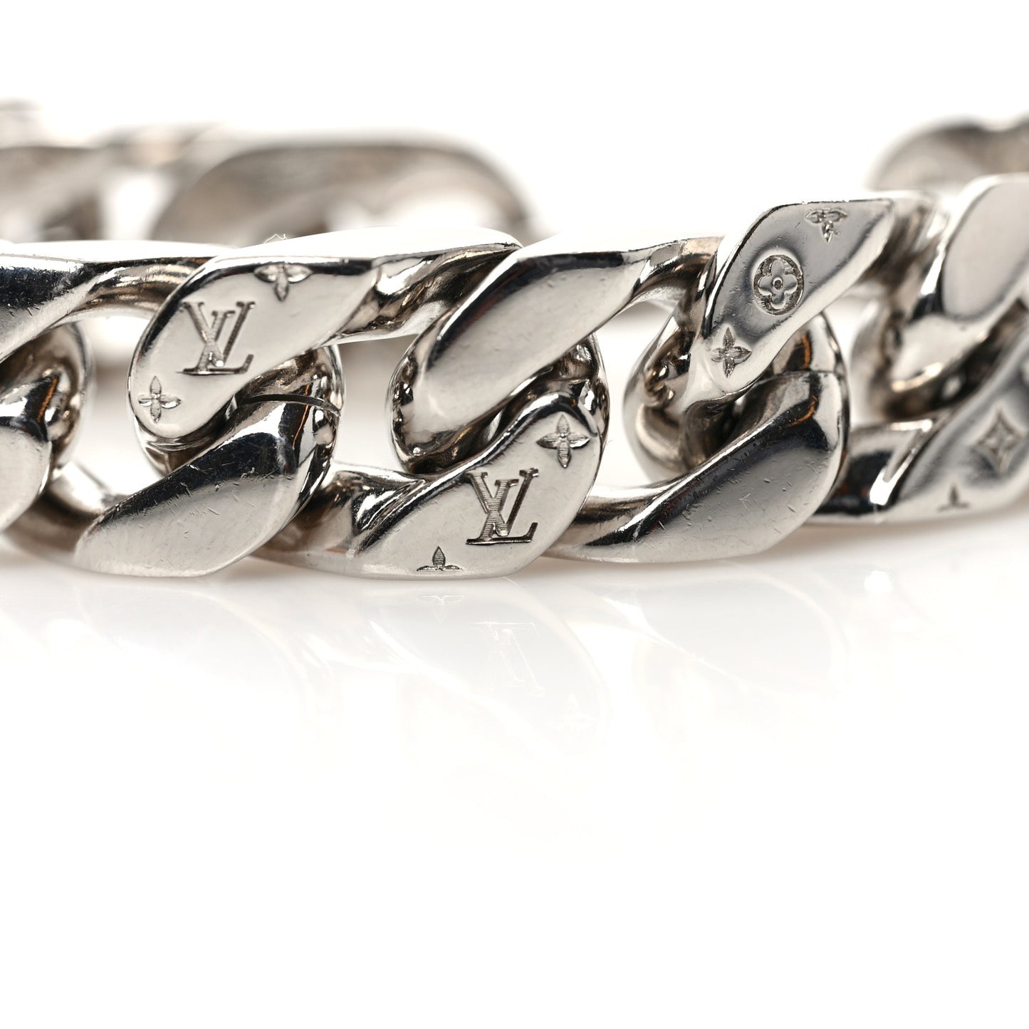 Monogram LV Chain Links Bracelet M Silver