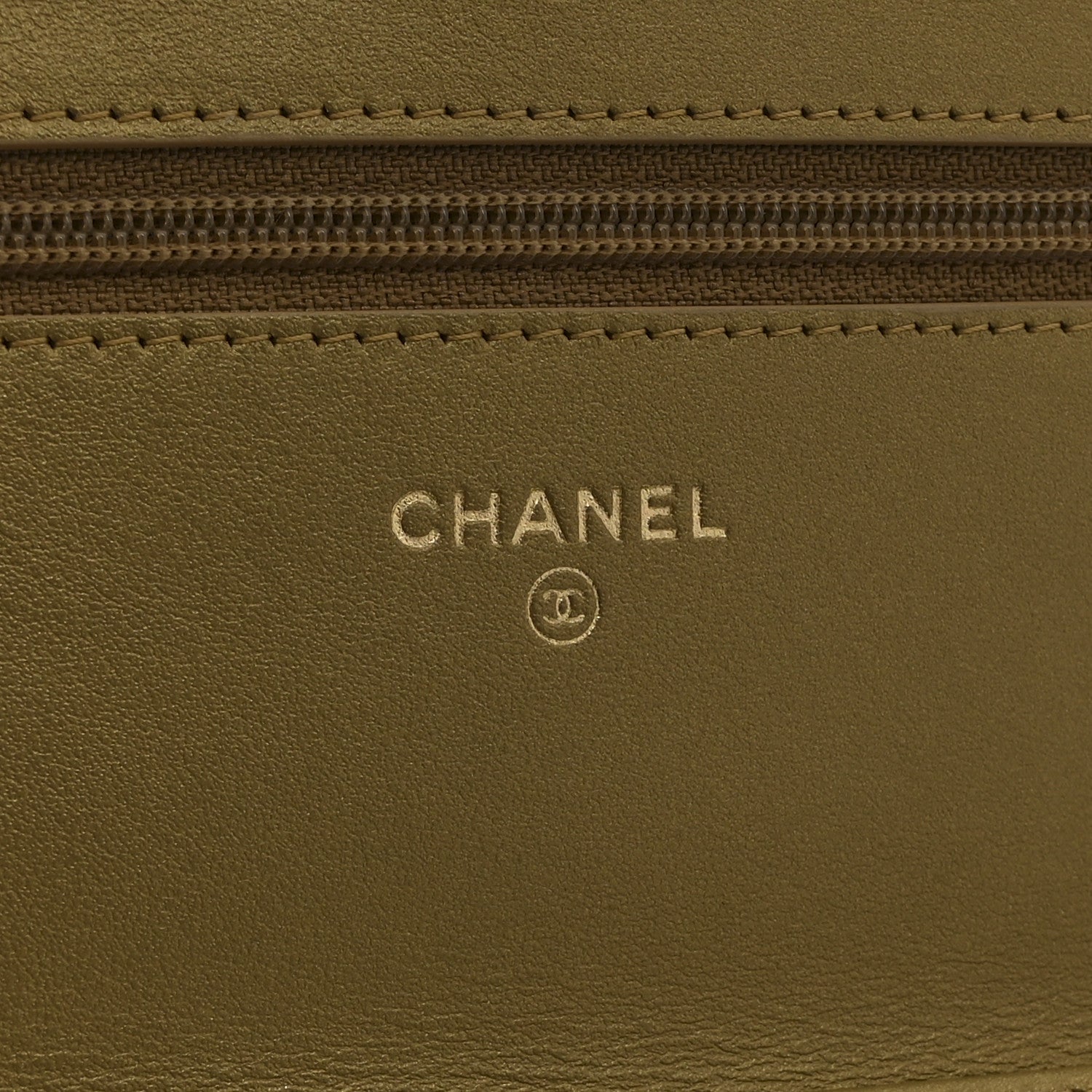 Chanel Metallic Aged Calfskin Chevron Quilted Multicolor Stitch Wallet On Chain WOC Gold 6 of 10