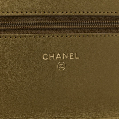Chanel Metallic Aged Calfskin Chevron Quilted Multicolor Stitch Wallet On Chain WOC Gold 6 of 10