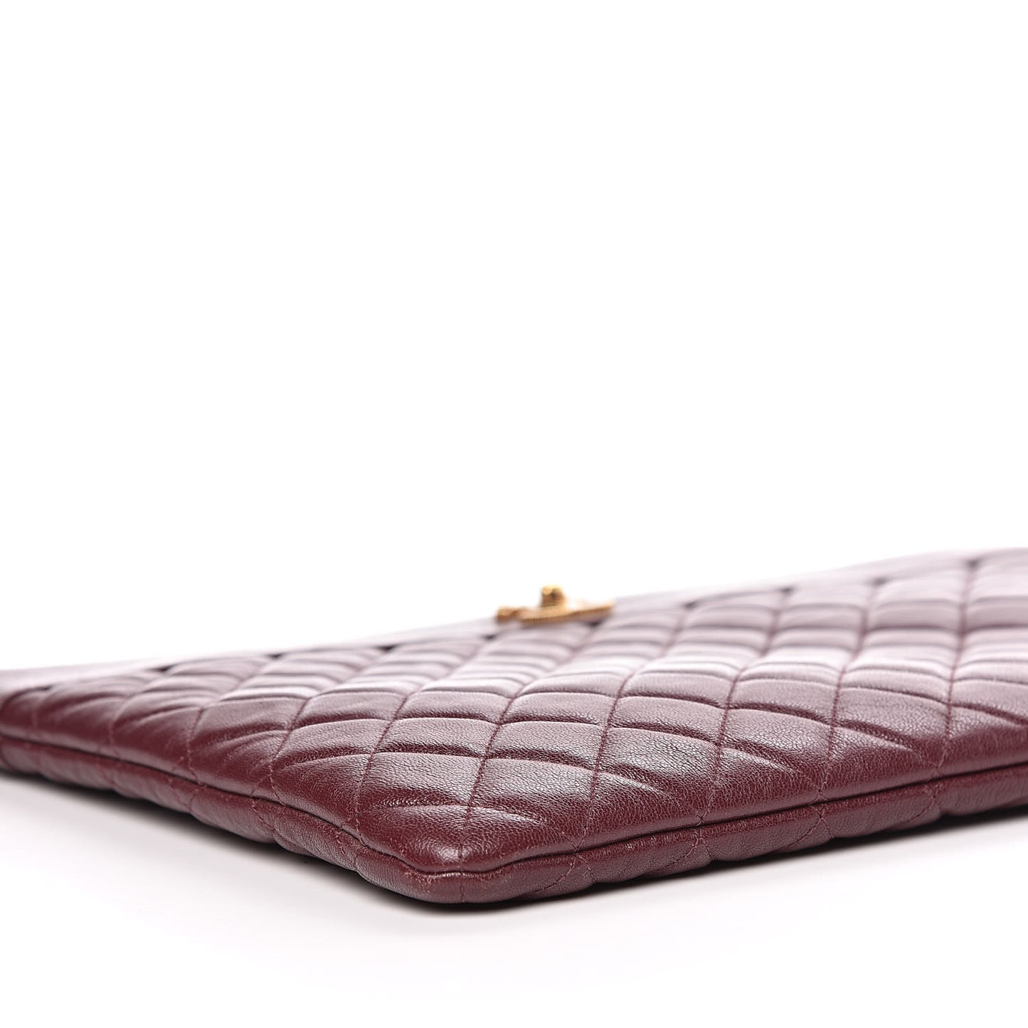 Sheepskin Quilted Large Vintage Mademoiselle Cosmetic Case Burgundy
