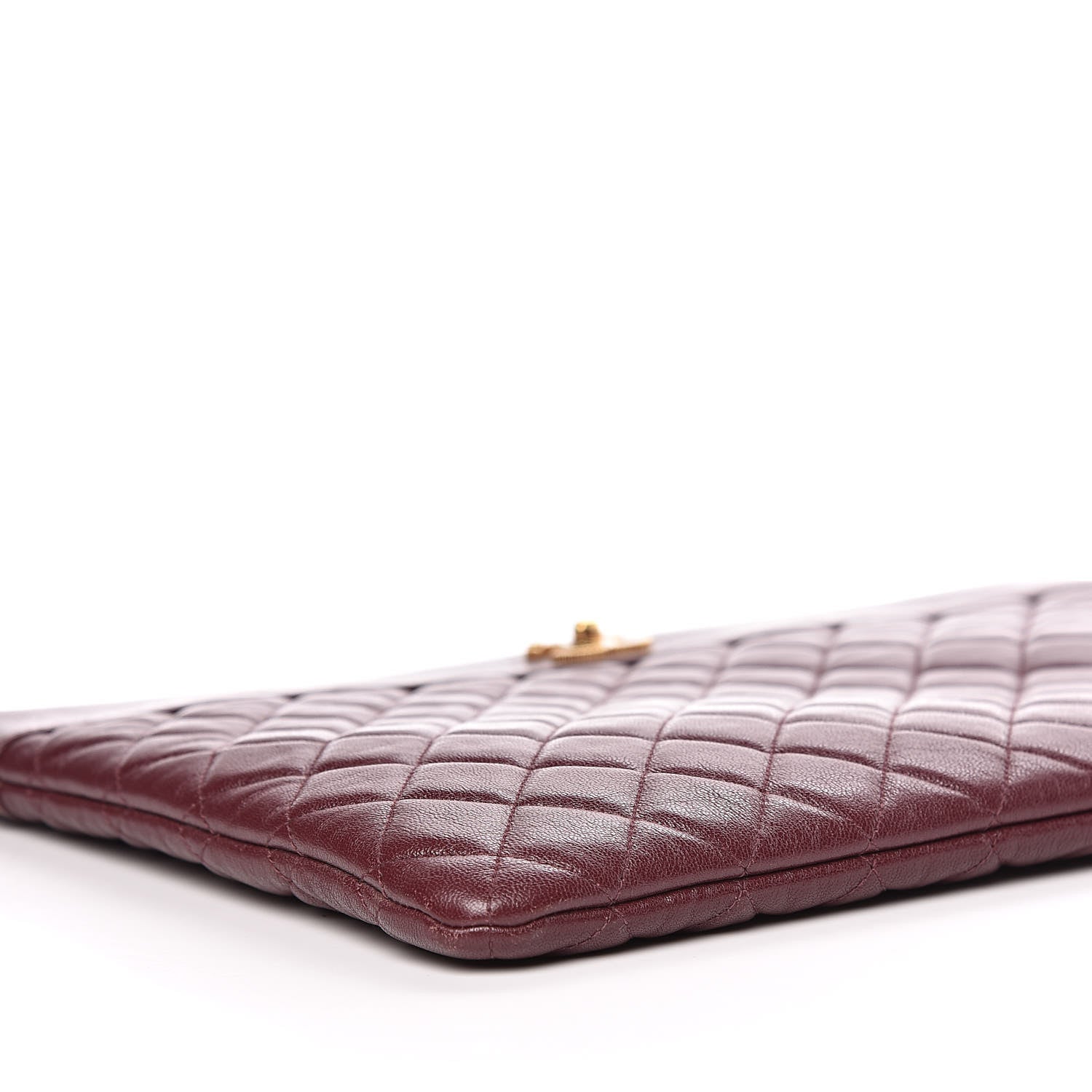 Chanel Sheepskin Quilted Large Vintage Mademoiselle Cosmetic Case Burgundy 8 of 14