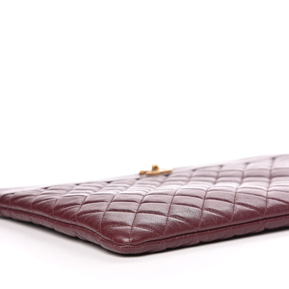 Chanel Sheepskin Quilted Large Vintage Mademoiselle Cosmetic Case Burgundy 8 of 14