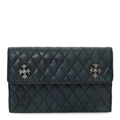 Chrome Hearts Lambskin Cross Snap Wave 4 Tri Fold Wallet Black 1 of 12