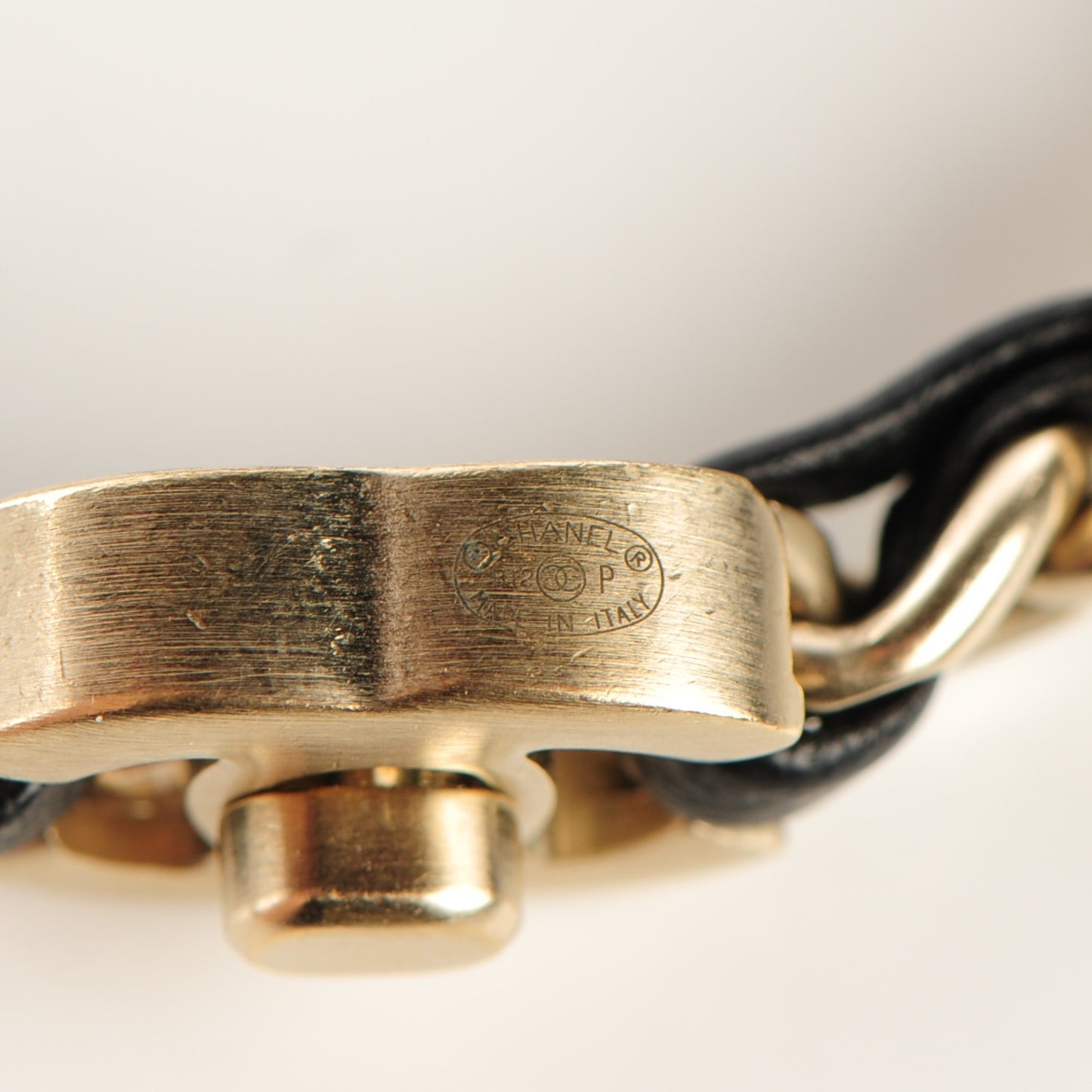 Lambskin CC Turnlock Chain Bracelet Black Gold