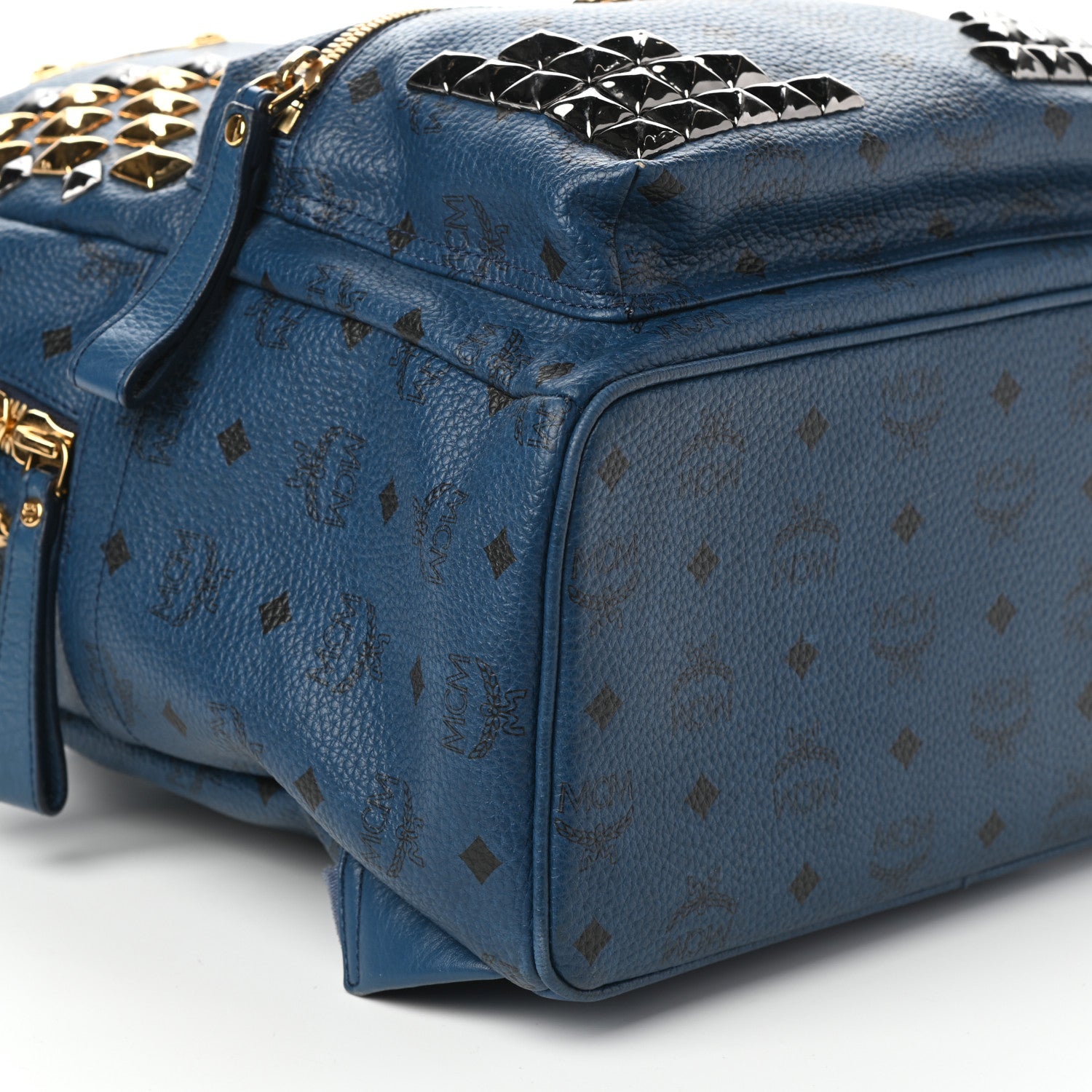 MCM Visetos Studded Medium Stark M Backpack Blue 8 of 9