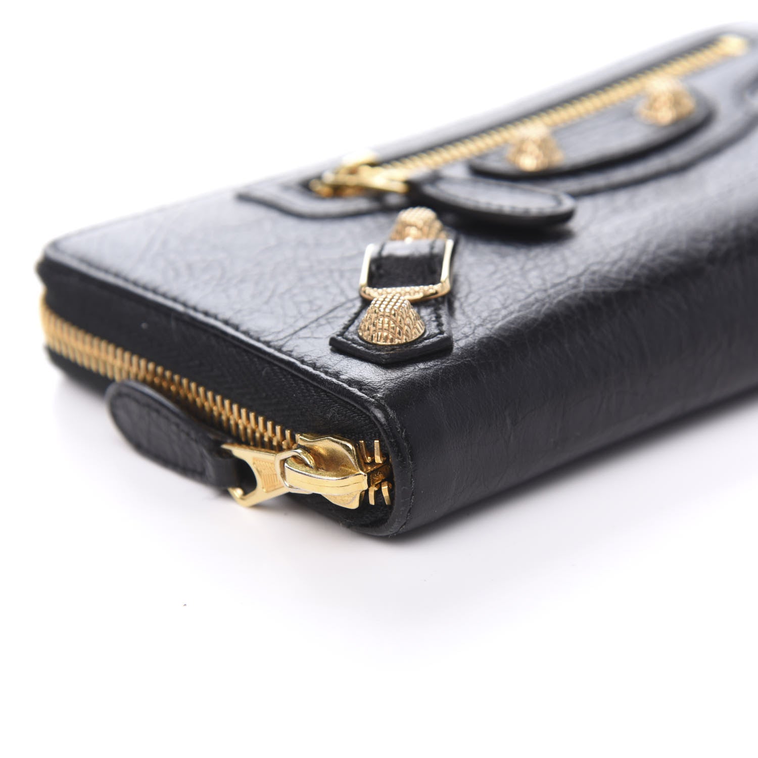 Balenciaga Agneau Giant 12 Gold Hardware Continental Zip Around Wallet Black 6 of 9