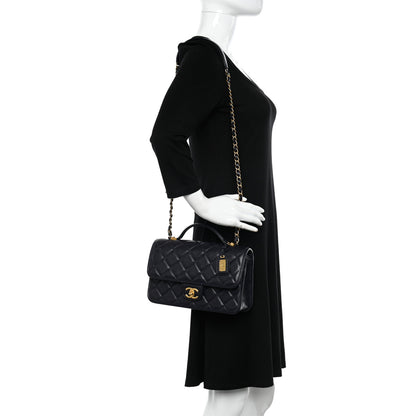 Chanel Caviar Quilted Small School Memory Top Handle Flap Navy 2 of 10