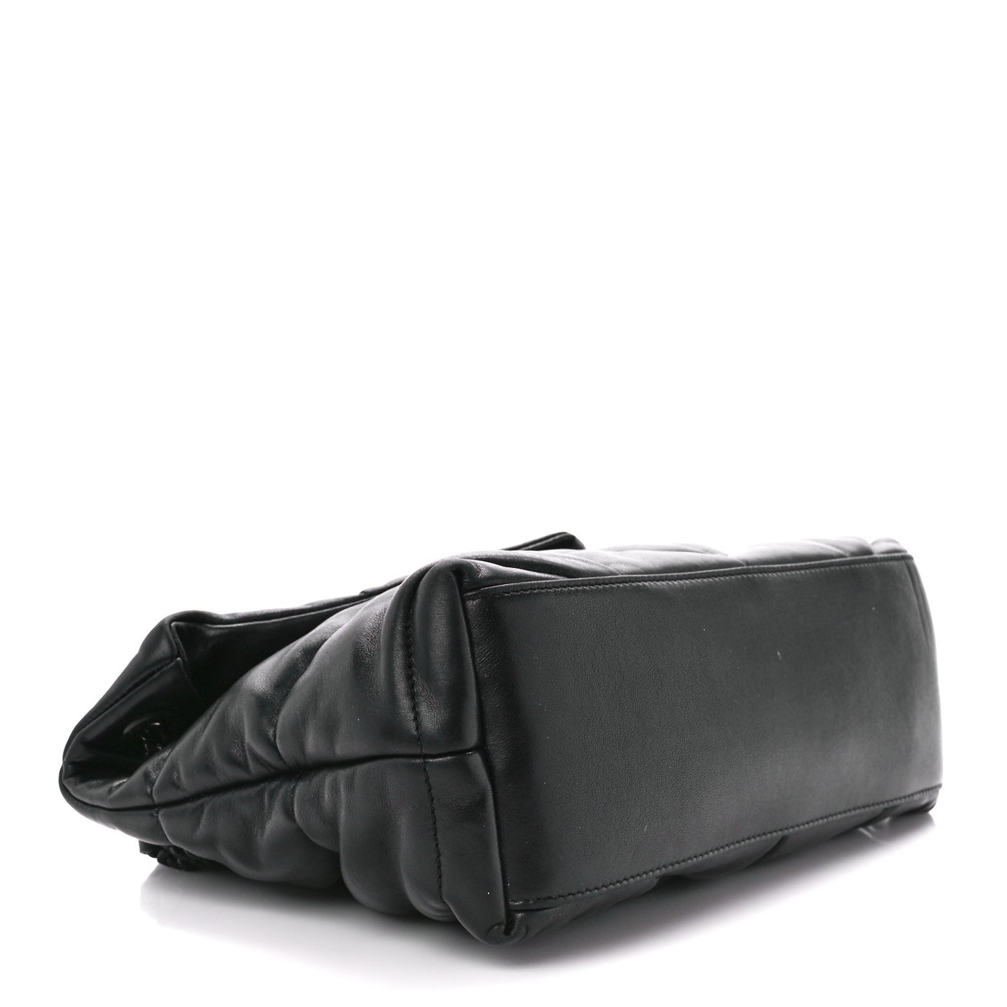 Lambskin Quilted Monogram Monochrome Small Loulou Puffer Chain Satchel Black