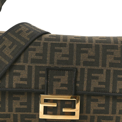 Fendi Fabric Jacquard FF 1974 Medium Baguette Tobacco Moro Black 7 of 10