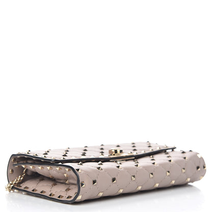 Valentino Garavani Lambskin Rockstud Spike Wallet on Chain Poudre 4 of 9