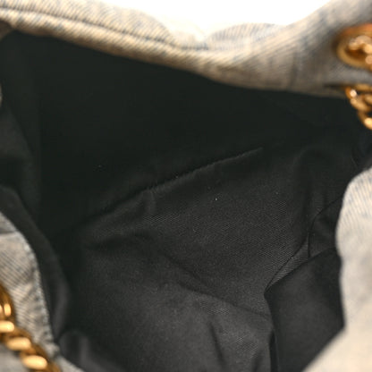 Saint Laurent Denim Quilted Medium Loulou Puffer Monogram Chain Satchel Azur 5 of 10