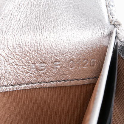 Givenchy Metallic Calfskin Lizard Embossed Pandora Flap Continental Wallet Silver 7 of 8